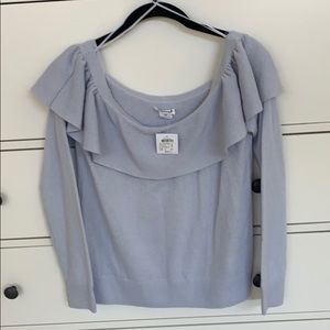 Club Monaco Cashmere Off Shoulder Ruffle Sweater